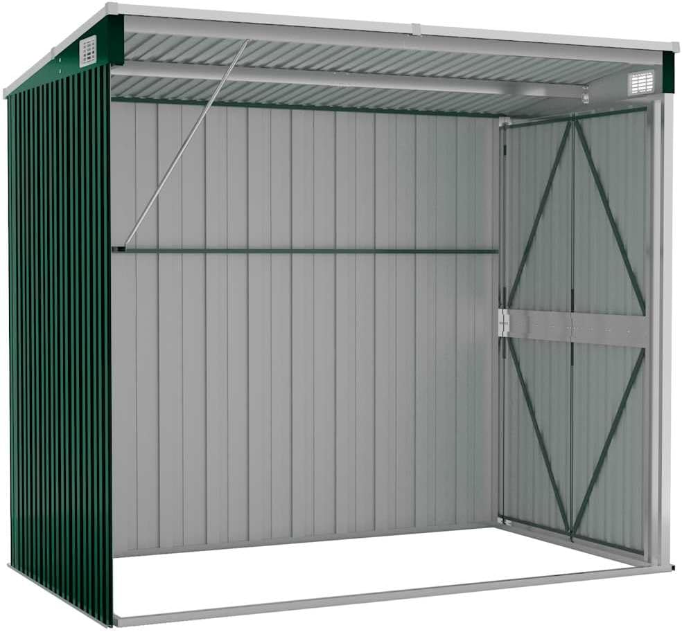 karaca-alisveris Abri de Jardin Mural Vert 118x194x178 cm Acier galvanisé,Structures extérieures, Cabanes & abris de Jardin,316221