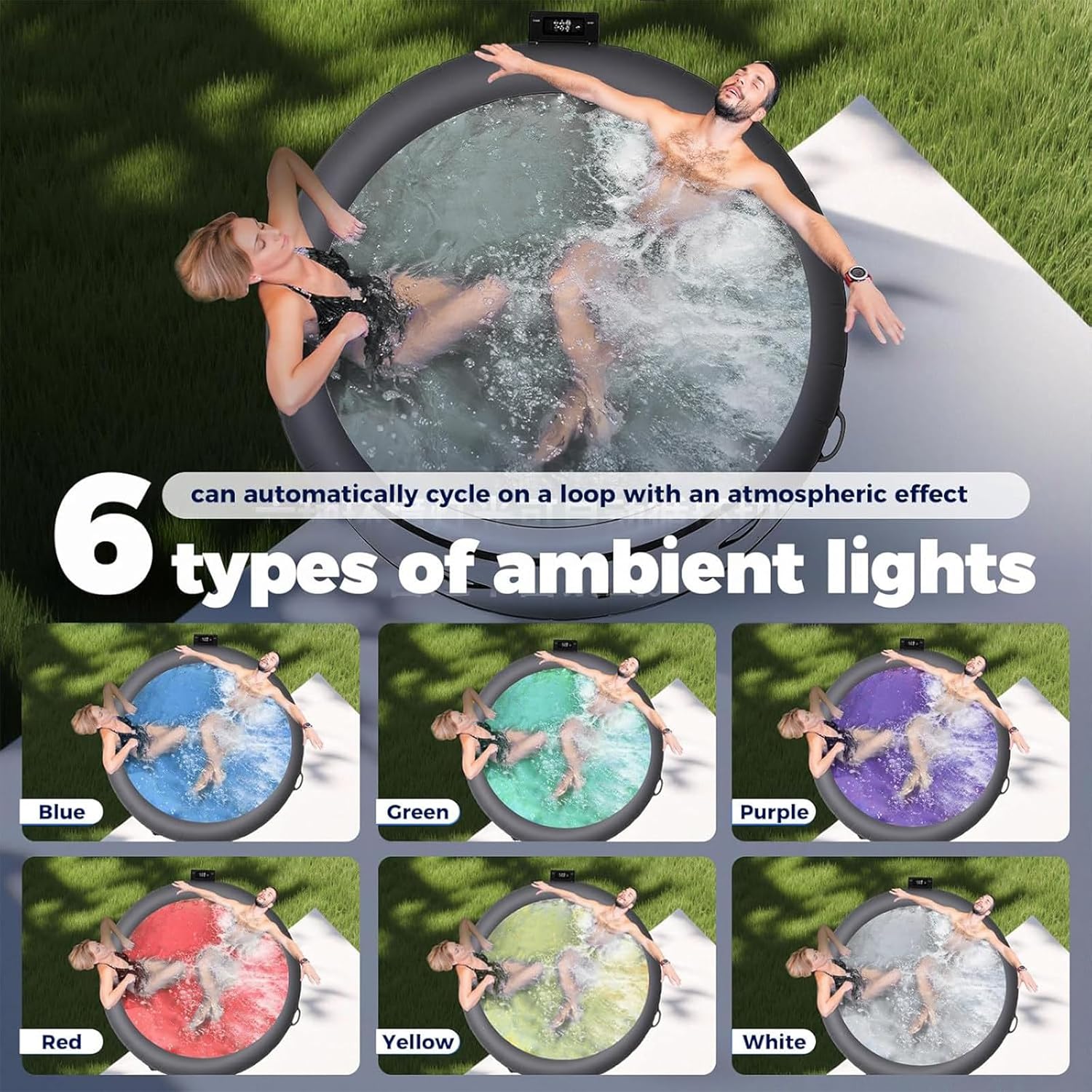 Spa Gonflable 3-4 Personnes, Grand Ensemble Spa Extérieur 180 X 71 Cm, avec 150 Jets De Bulles, Chauffe Jusqu'à 42°c/104°f, avec Filtration par Recirculation, pour Maison