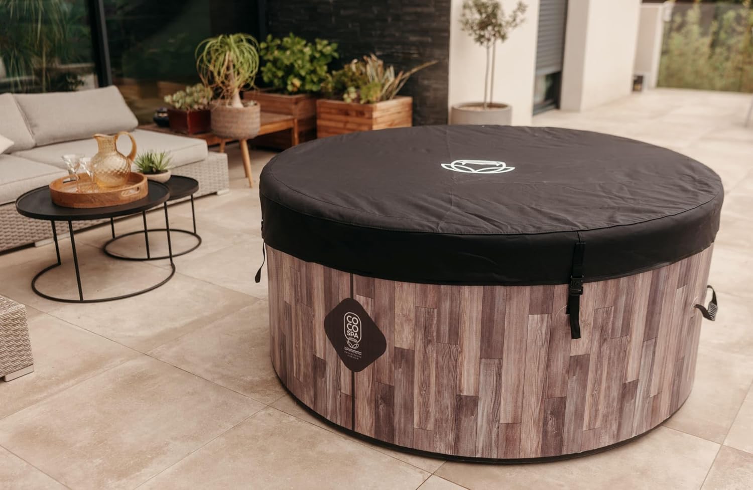 karaca-alisveris Nordik Spa Gonflable - 150 cm de diamètre - 800 litres - Moteur 2240 W - 2 à 4 Personnes - Massage 140 Jets