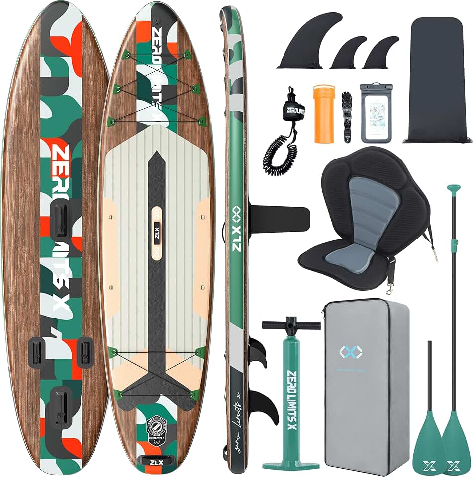 ZLX - Paddle Gonflable 2 places - 320x84cm - Sup avec siège kayak, accessoires, pour tous niveaux