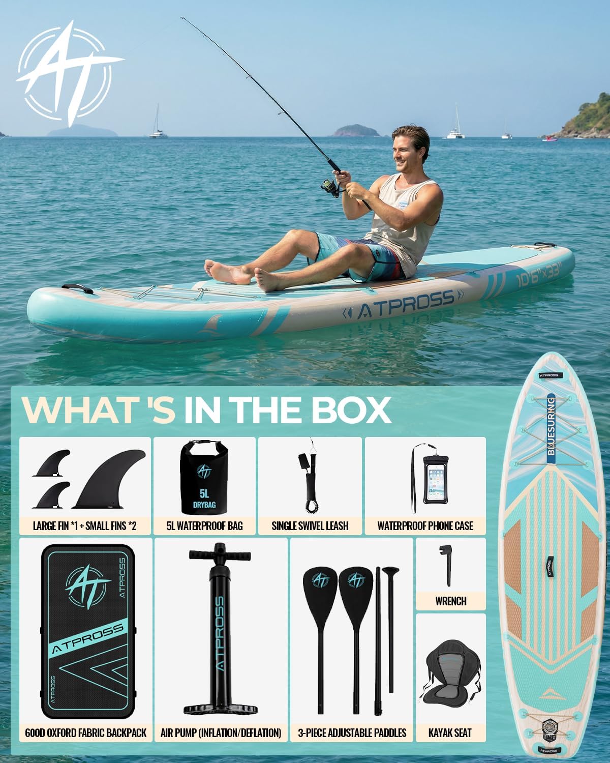 Stand Up Paddle Gonflable Adulte avec Siège Kayak & Accessoires, 320x84cm Planche de Sup Extra Large pour 2 Personnes, Charge 200kg, Kayak Gonflable 2 Places Stable et Antidérapant pour Surf