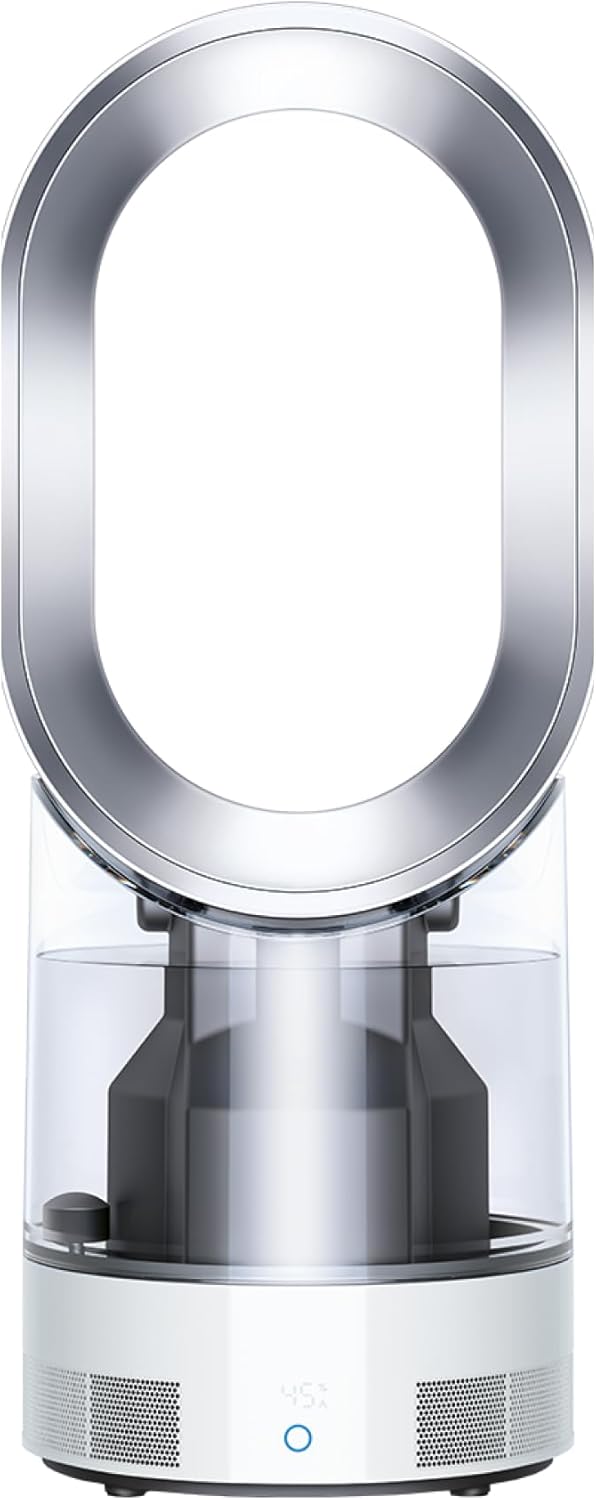 karaca-alisveris AM10 Humidificateur et ventilateur, brume froide ultra-fine, contrôle automatique de l’humidité, Blanc/Argent