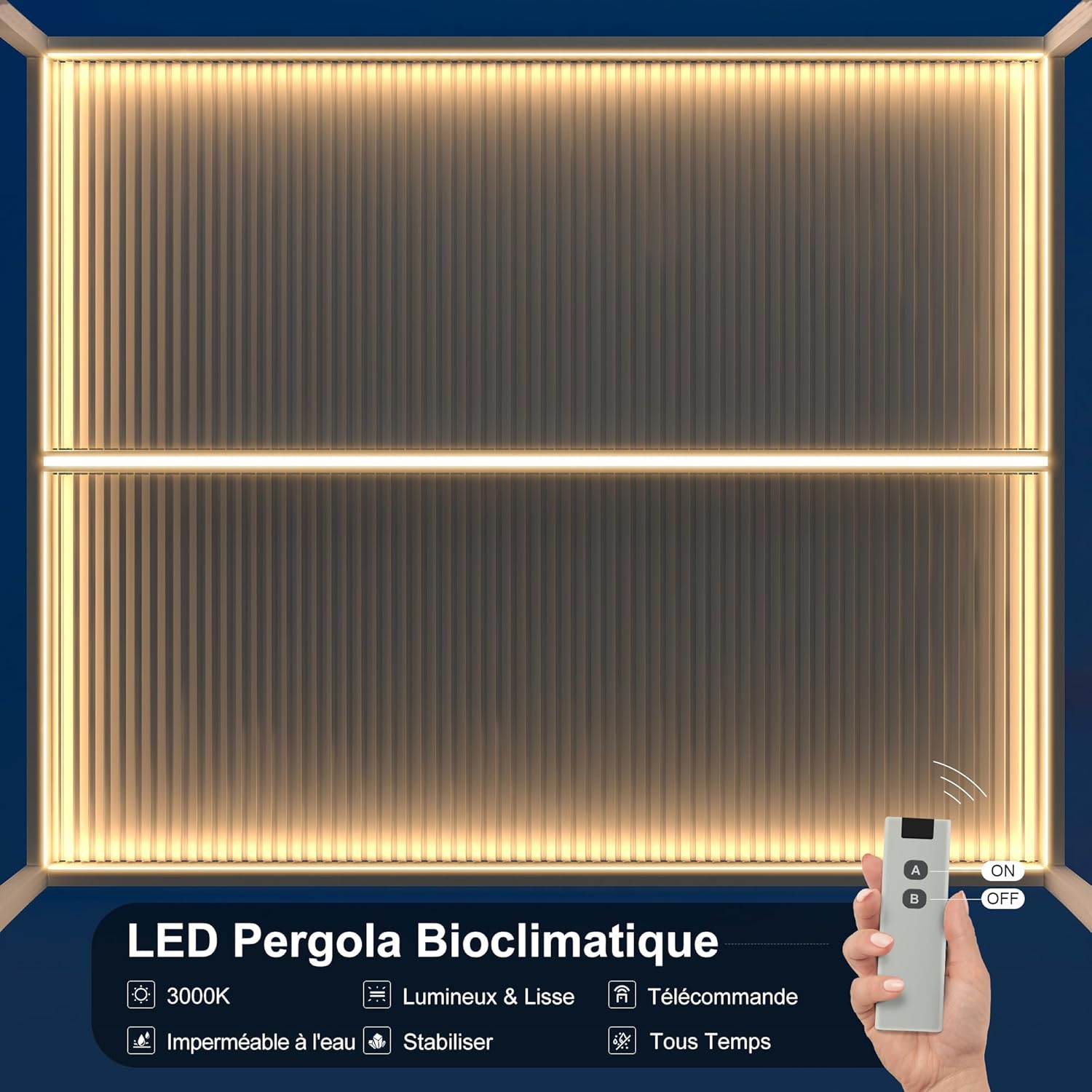 karaca-alisveris - Pergola bioclimatique 4,84x3,68m alu, LED, gouttières
