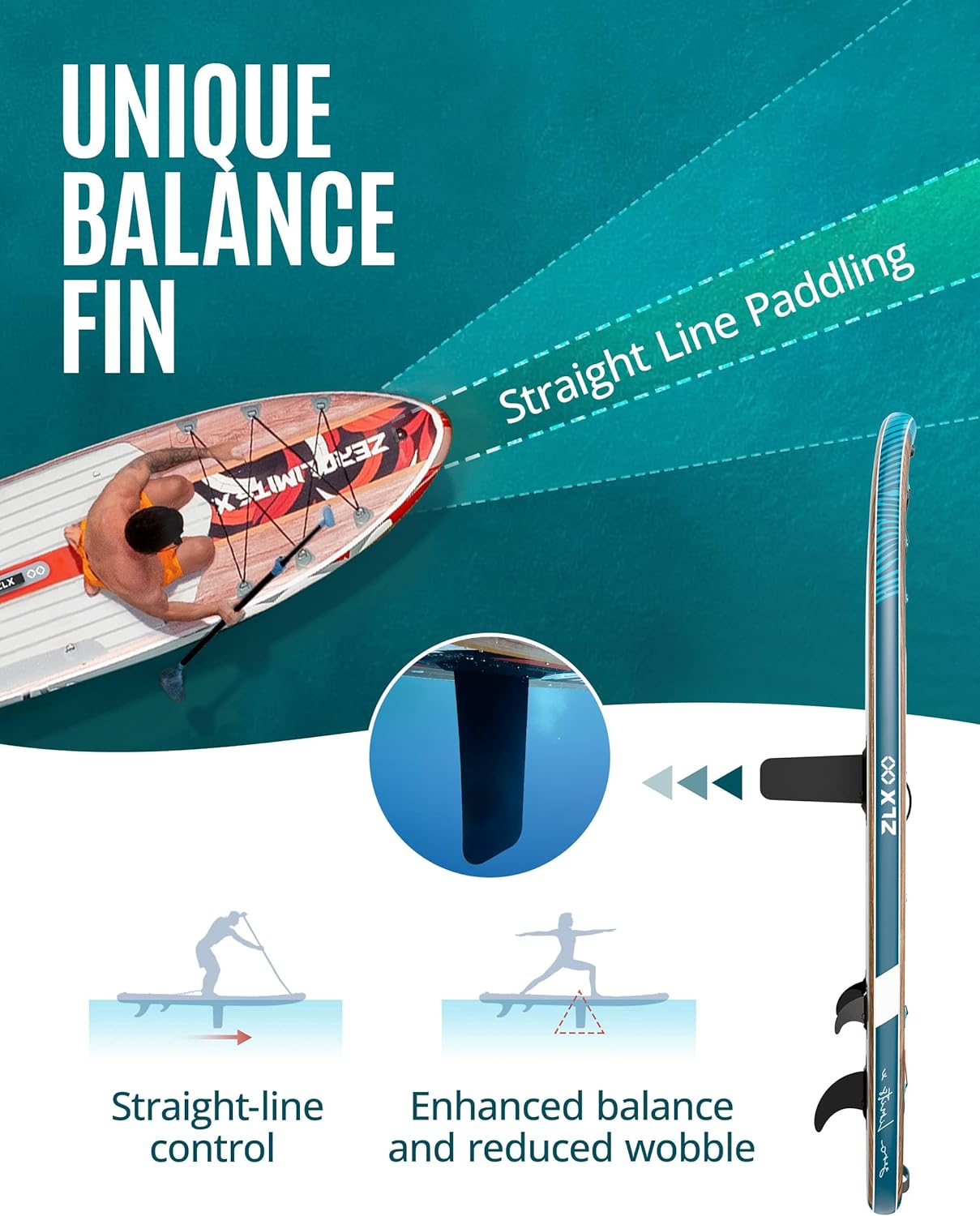 ZLX - Paddle gonflable 2 places 320x84cm, siège kayak, accessoires, ZLX