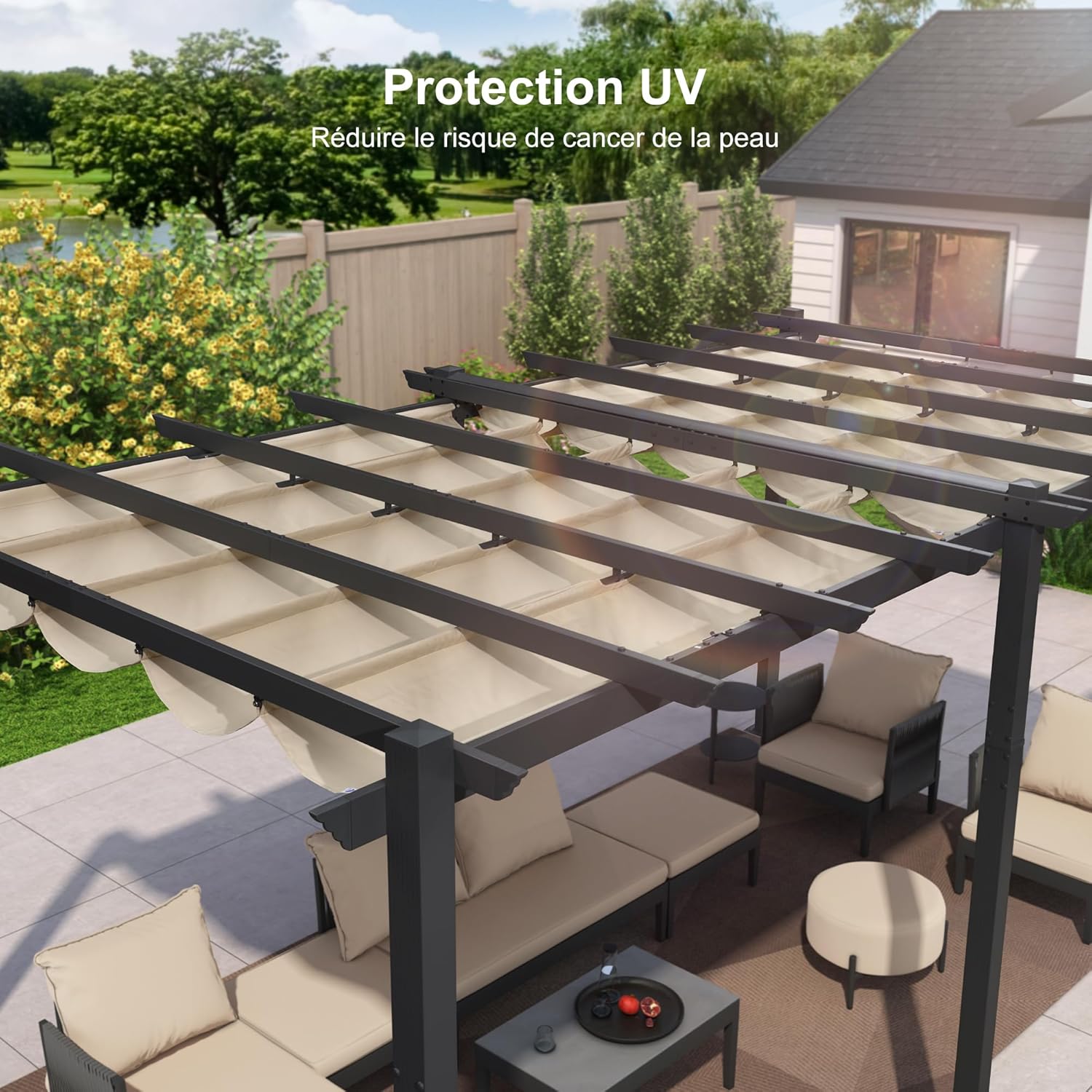karaca-alisveris - Pergola aluminium 5,5x3m toit coulissant extérieur