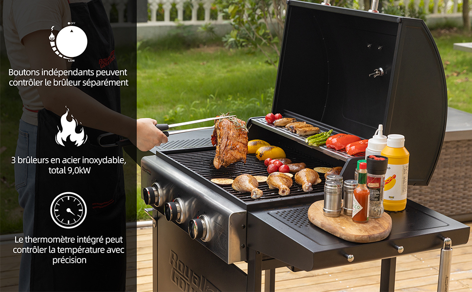 barbecue gaz 3B noir