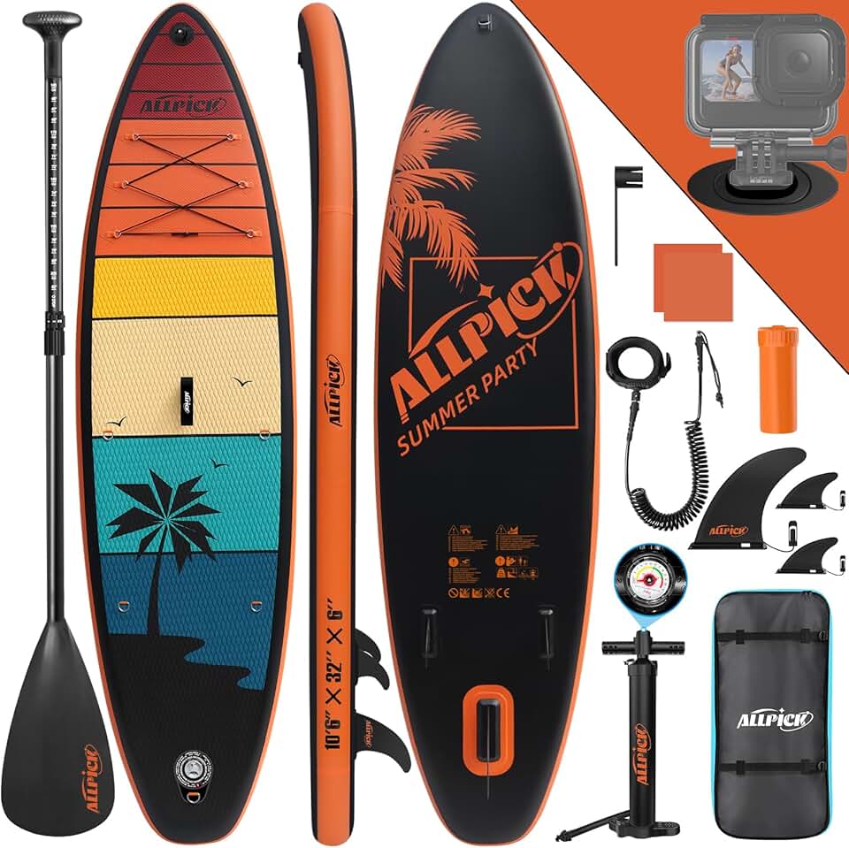 karaca-alisveris - paddle gonflable 320 cm - support caméra, pagaie réglable, 200 kg