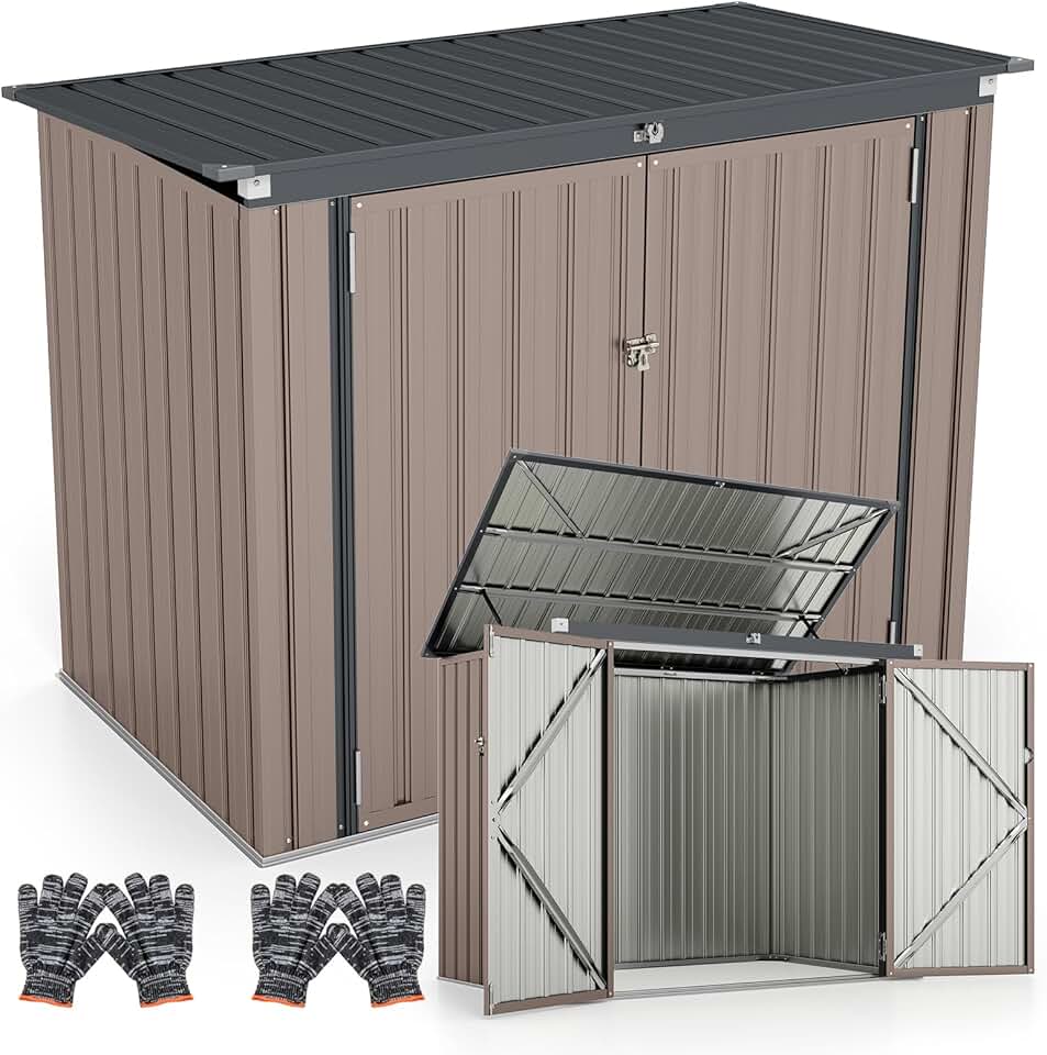 karaca-alisveris - abri de jardin métal 172x100x129 cm, portes doubles, couvercle relevable