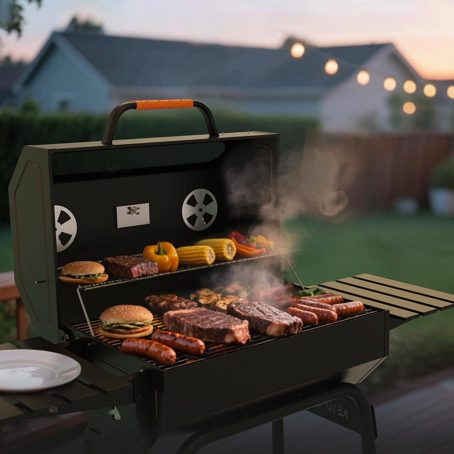 karaca-alisveris 23 pouces barbecue pentagonal, chromé, 469 Sq In-23 Pouces
