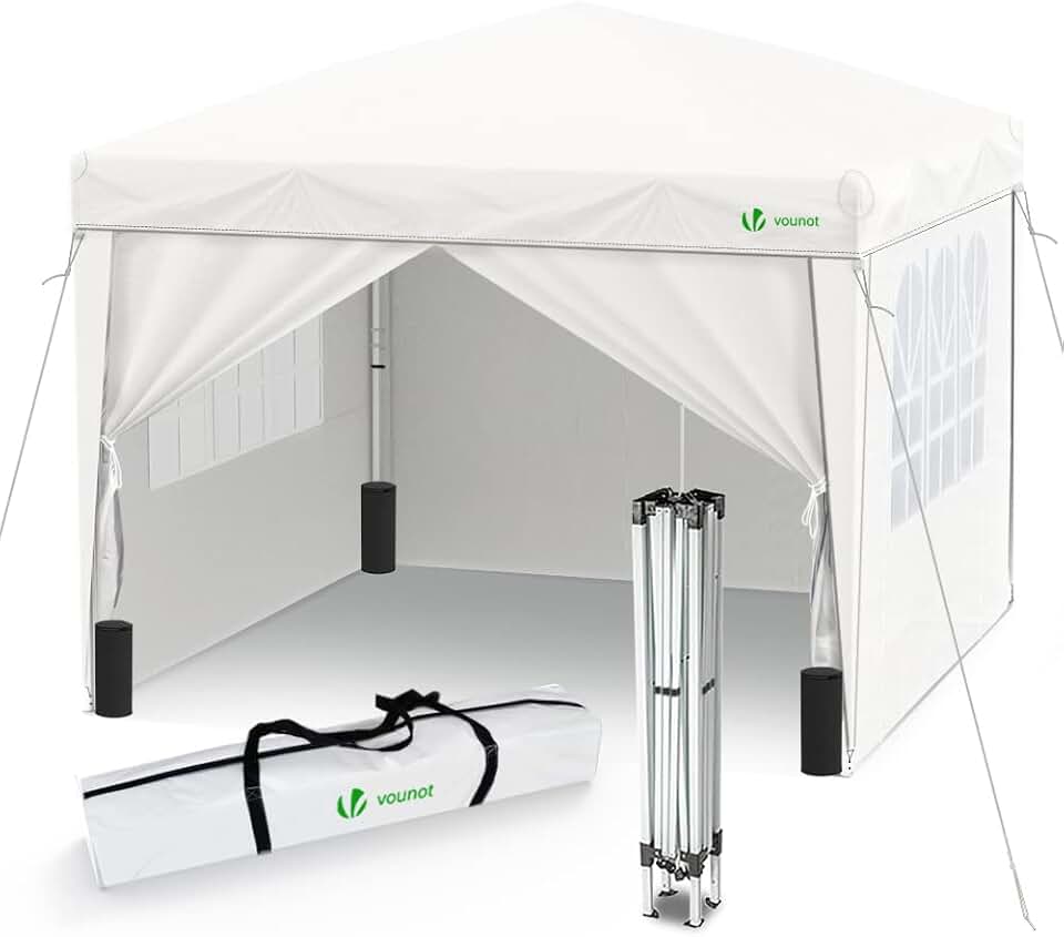 karaca-alisveris - tonnelle pliante 3x3m - 4 côtés, sacs sable, blanc