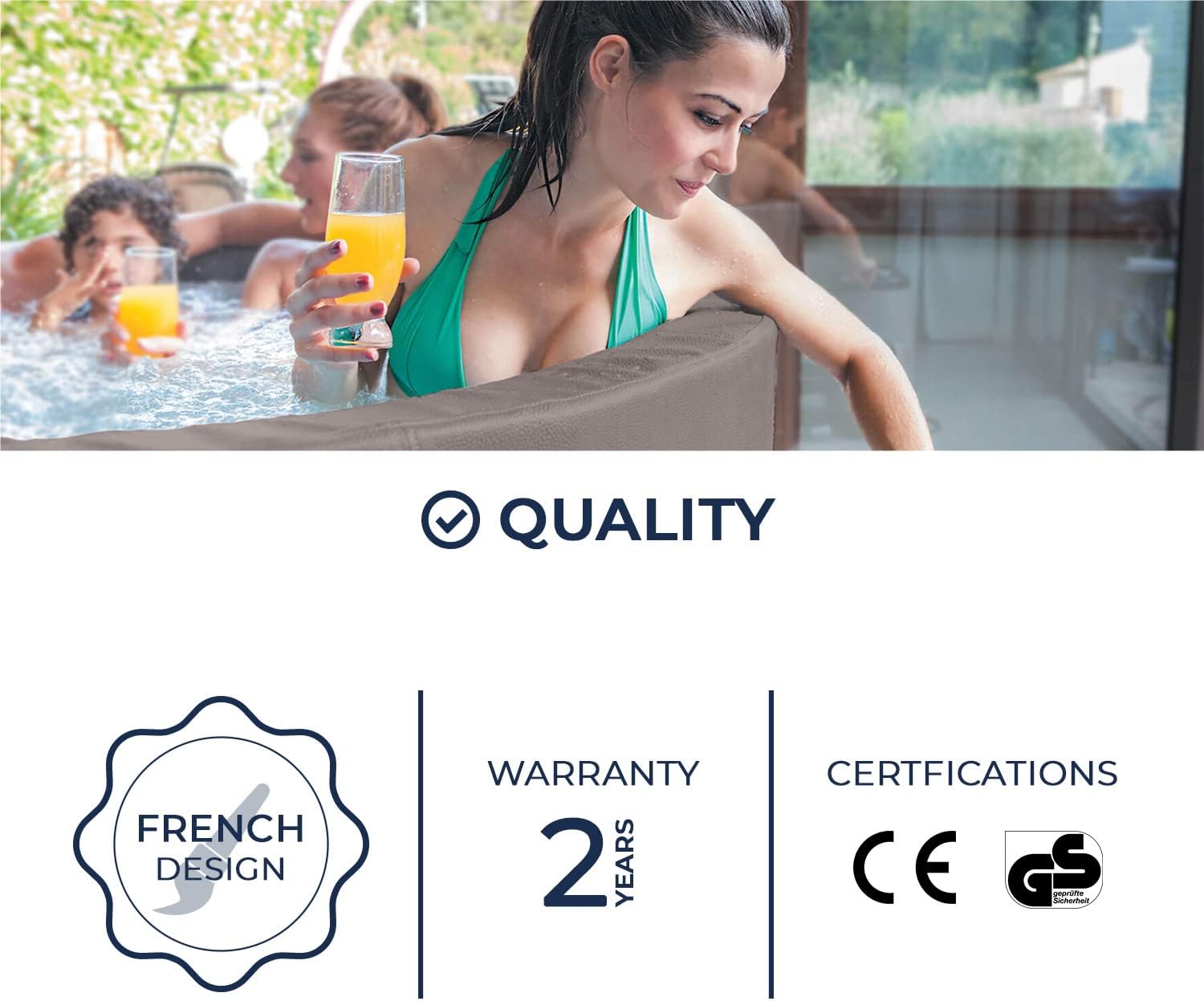 karaca-alisveris - Spa - Vita Premium - SP-VIP160C - Gonflable - 6 Places (4 Adultes + 2 Enfants) - Bache De Protection - Réchauffeur - 1100 L - Couverture Simili-Cuir Premium
