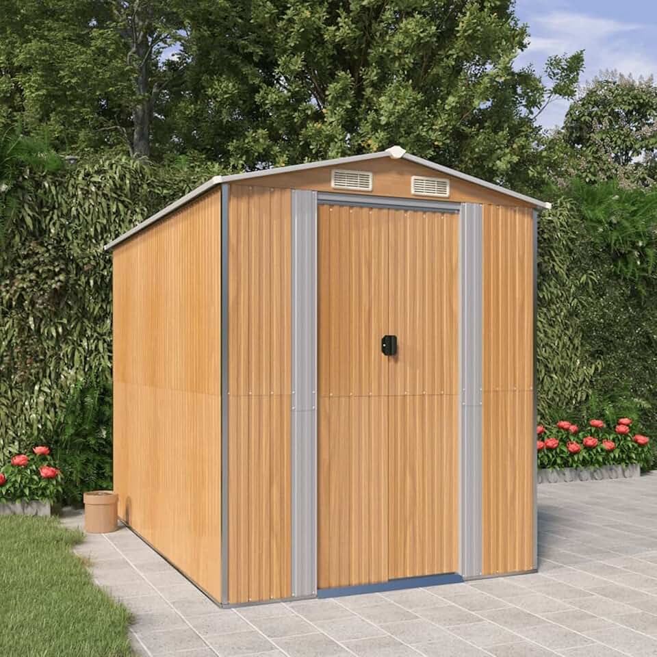 karaca-alisveris Abri de jardin en acier galvanisé marron clair 192 x 274 x 223 cm