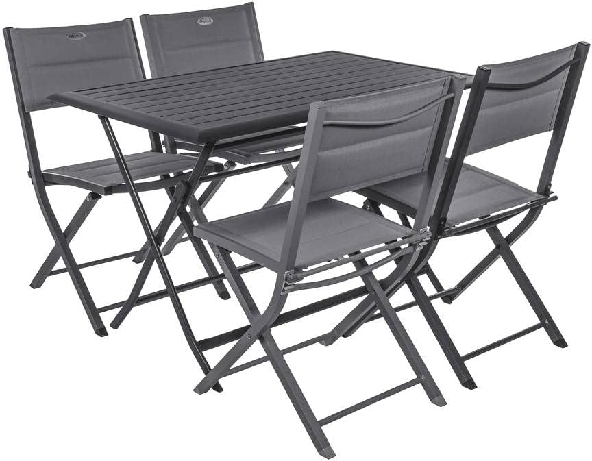 karaca-alisveris - Azua - table pliante 4 places, alu époxy gris graphite