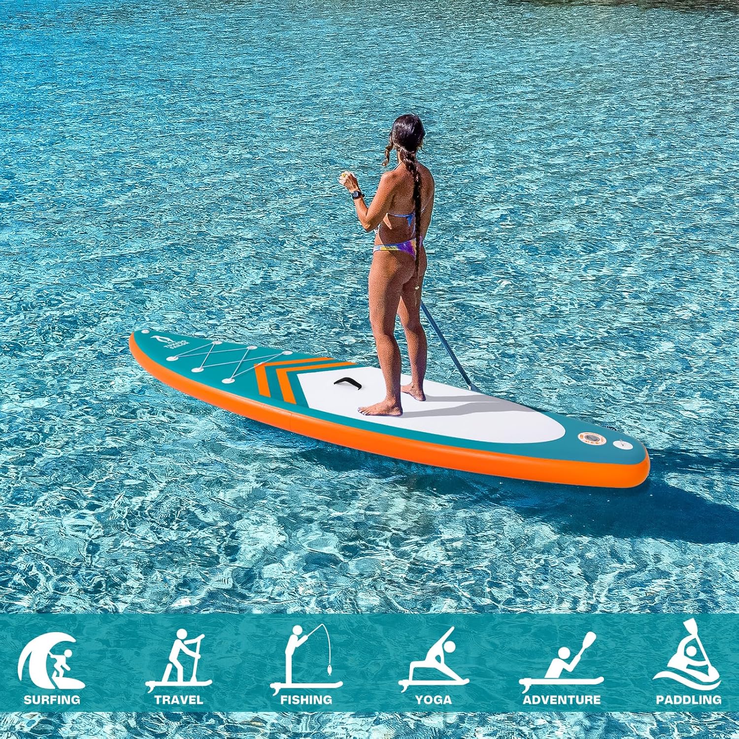 karaca-alisveris Paddle Gonflable Adulte, Planche de Stand Up Paddle Gonflable, Sup Paddle Board Gonflable avec Accessoires Complets, Planche de Surf Paddle