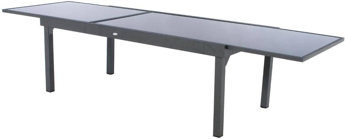 karaca-alisveris - Piazza extensible - 12 places - aluminium/verre renforcé - gris graphite