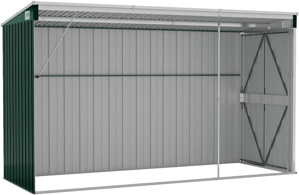 karaca-alisveris Abri de Jardin Mural Vert 118x288x178 cm Acier galvanisé,Structures extérieures, Cabanes & abris de Jardin,316225