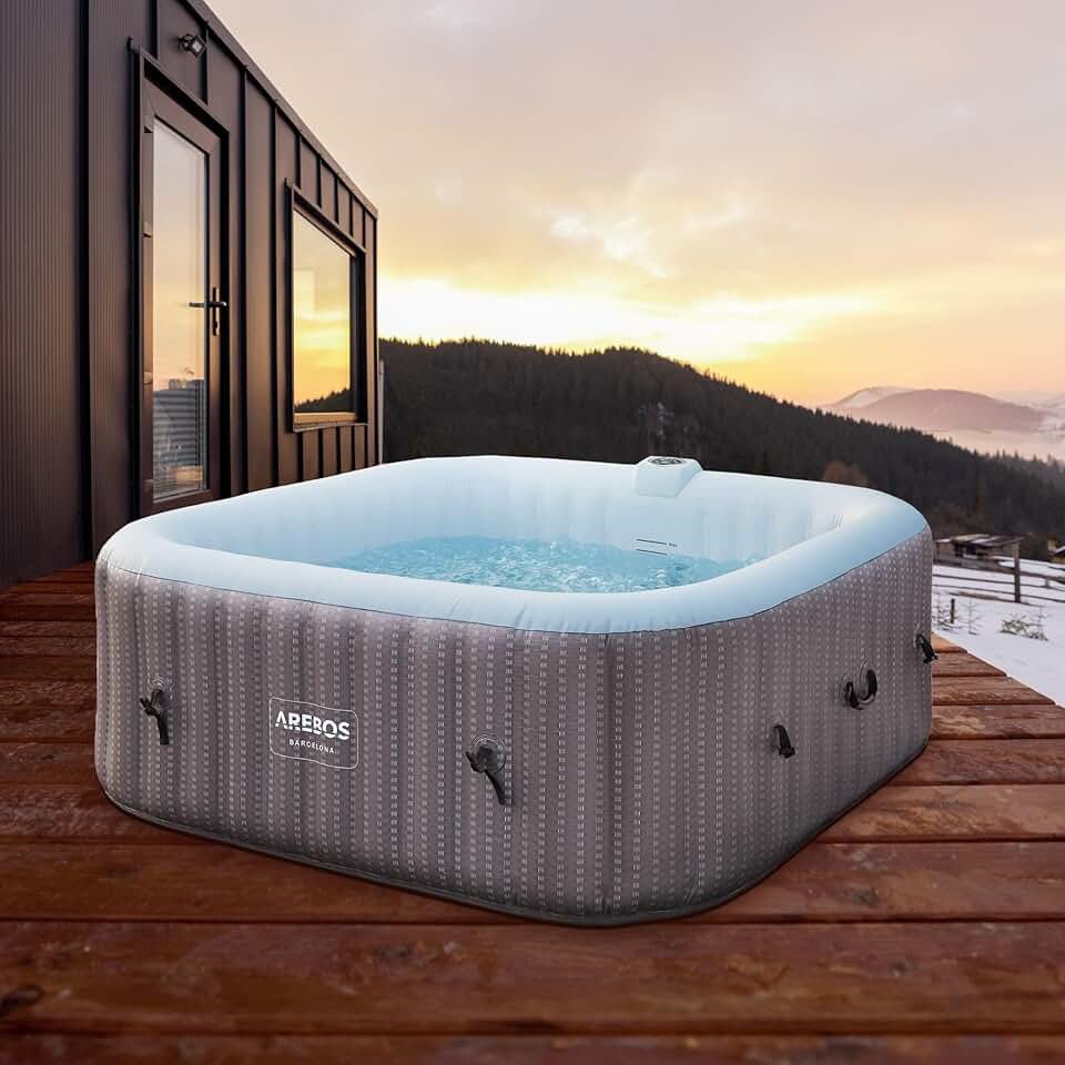 karaca-alisveris - Spa Gonflable 2400W - 185x185cm - 6 personnes, 130 buses, chauffage, couverture