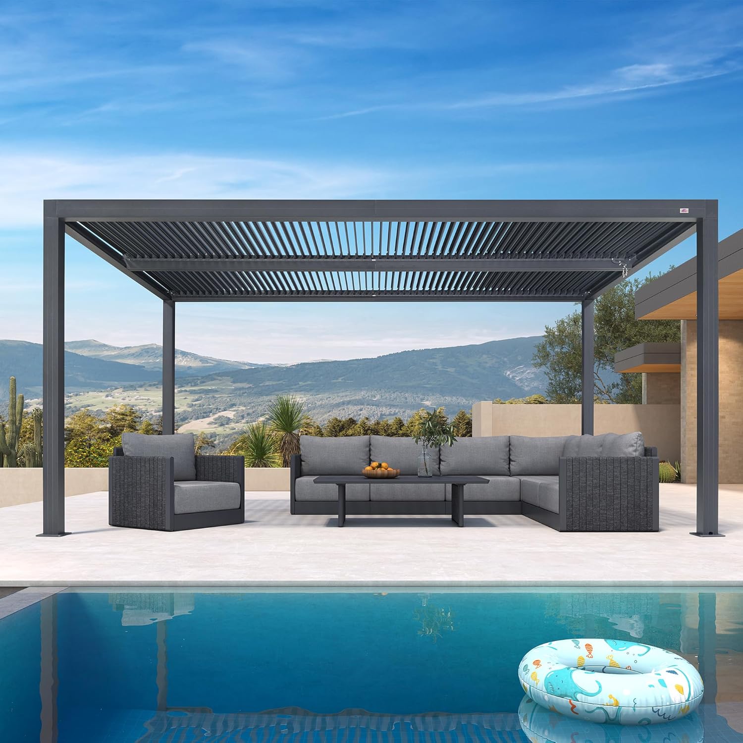 karaca-alisveris - pergola bioclimatique aluminium 4,8x3m orientable, 14,4m²