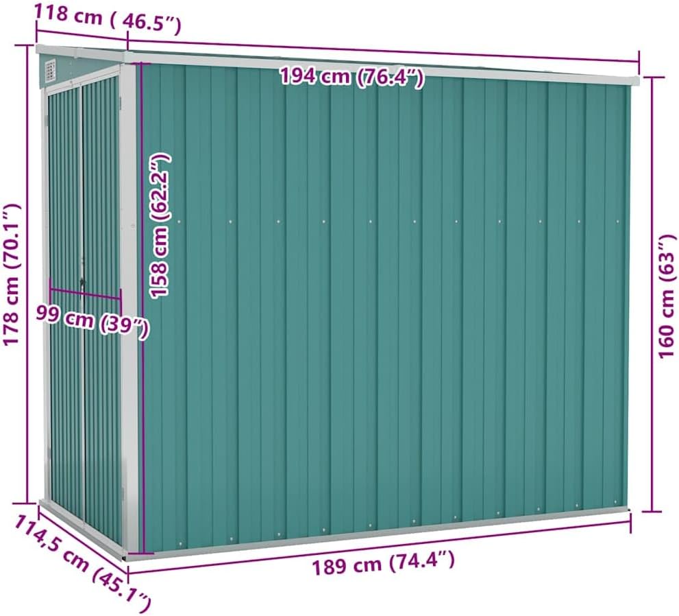 karaca-alisveris Abri de Jardin Mural Vert 118x194x178 cm )