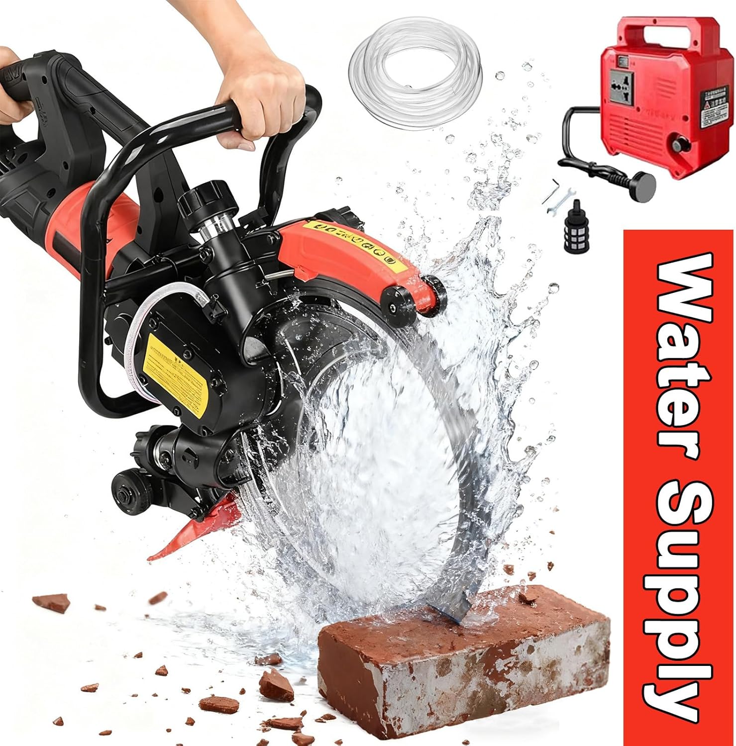 Scie Annulaire Électrique à Béton 9500W avec Pompe à Eau & 2 Lame Diamant 410mm, Scie à Anneau pour Béton, Pierre, Brique, Tuile, Coupe Humide Professionnelle, Moteur Sans Balais