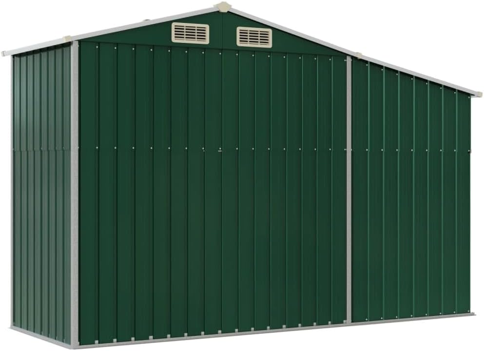 Abri de jardin en acier galvanisé avec toit incliné et solution de stockage de charbon – 277 x 93 x 179 cm – Design vert durable