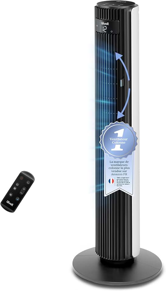 karaca-alisveris - Ventilateur colonne série silencieux - 7.9m/s, télécommande, 12 vitesses, oscillation 90°, ajustement hauteur,