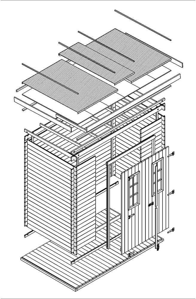 Abri de Jardin en Bois avec Sol TRAITÉ - Stockage extérieur l239xL142xH200cm/2.63 m2 - Petit abri à Outils, Local à vélos - karaca-alisveris M310C+M310G