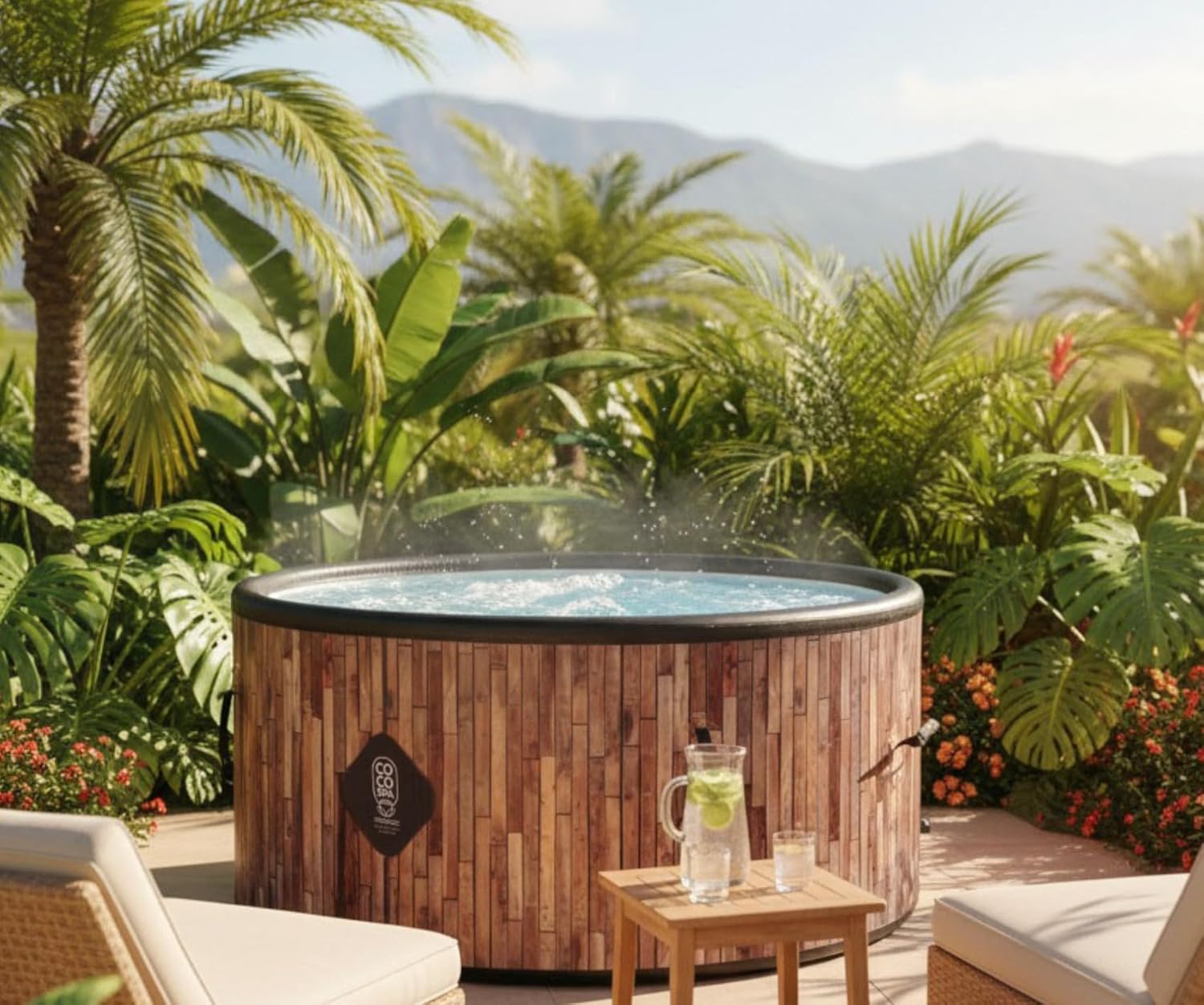 karaca-alisveris Bali Spa Gonflable - 150 cm de diamètre - 800 litres - Moteur 2240 W - 2 à 4 Personnes - Massage 140 Jets