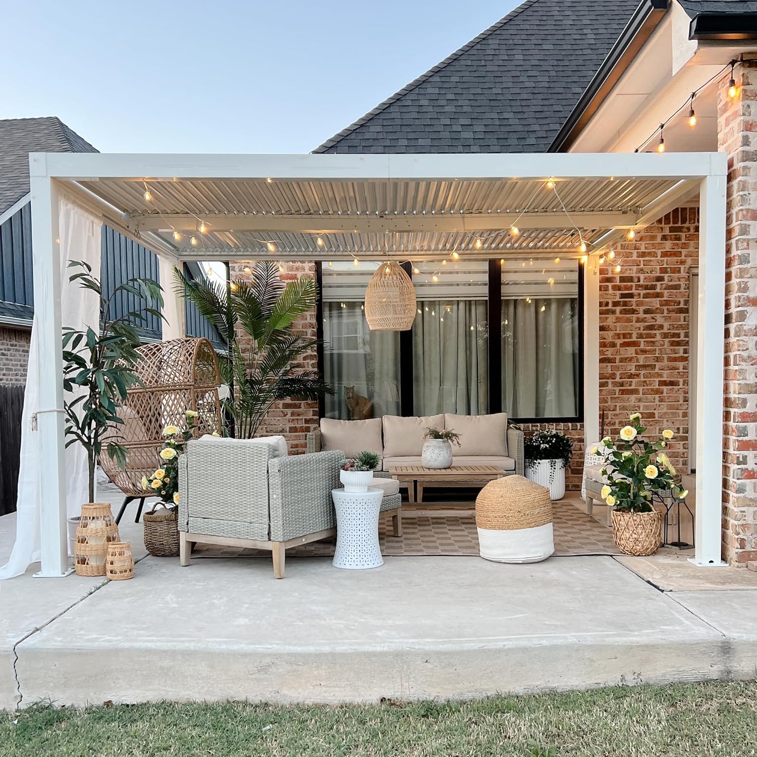 karaca-alisveris - Pergola Bioclimatique - 4,24x3m - Aluminium, lames orientables, blanc