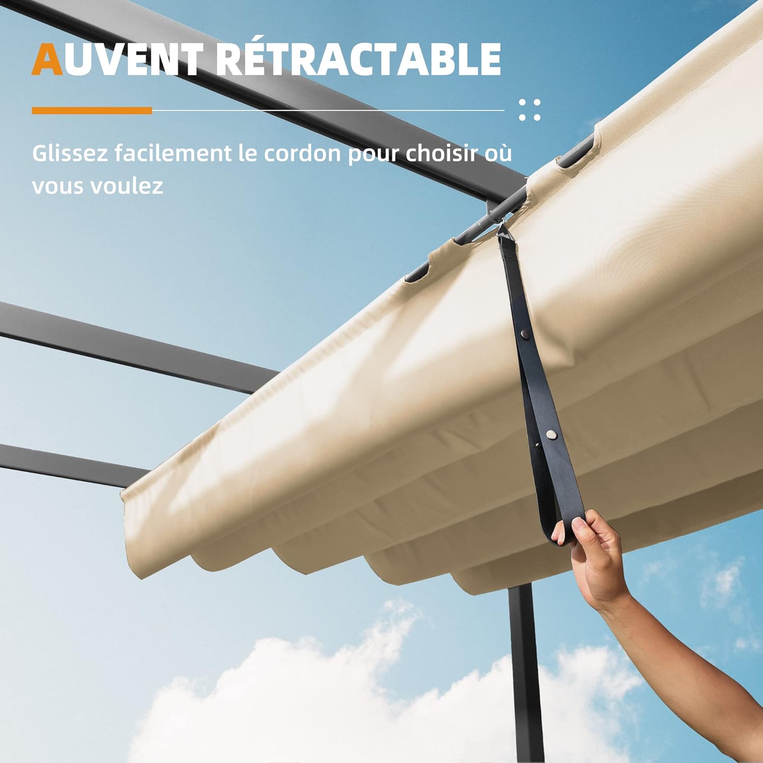 karaca-alisveris - Pergola aluminium 4x3m, toit rétractable, éclairage intégré