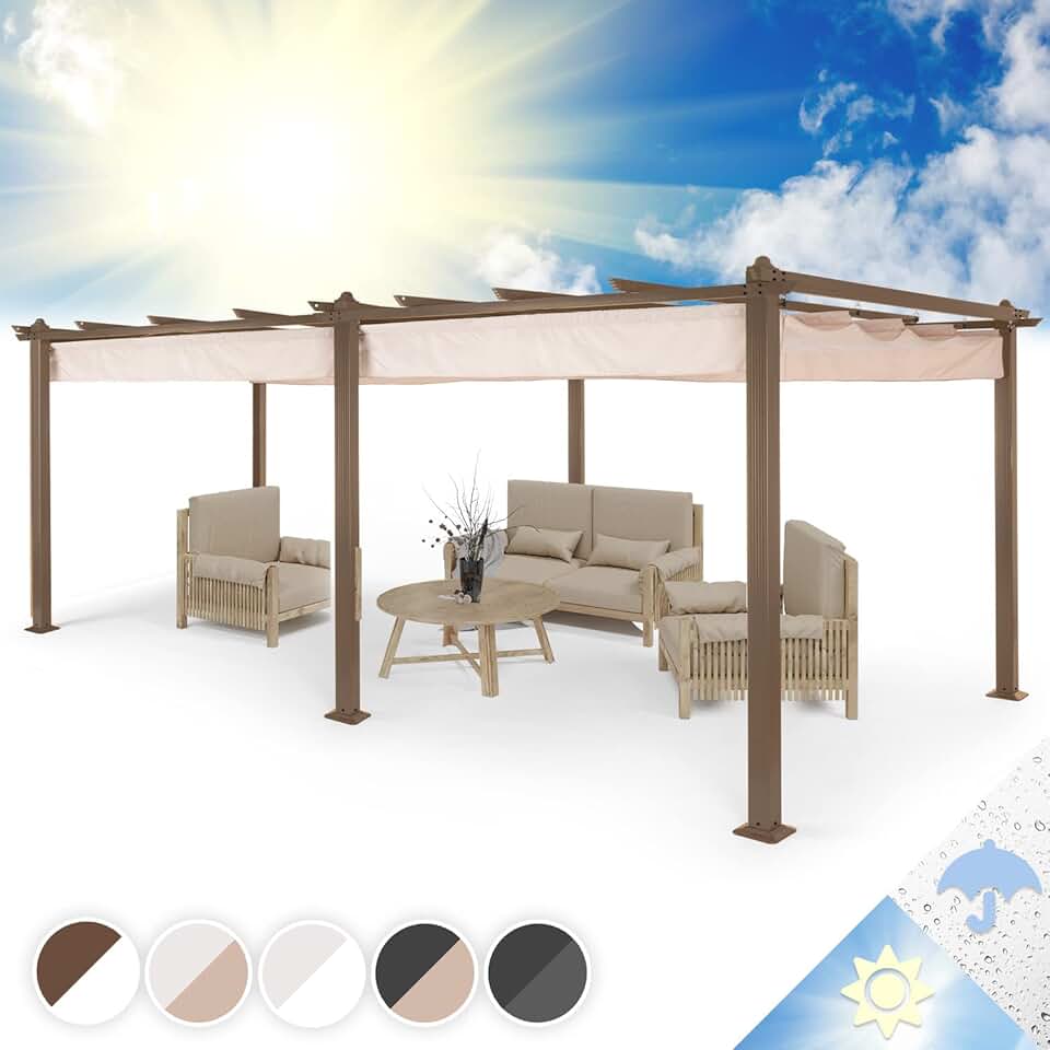 karaca-alisveris - Pergola aluminium série Terrasse - 3x6m - toit rétractable, structure alu, UV, polyester imperméable