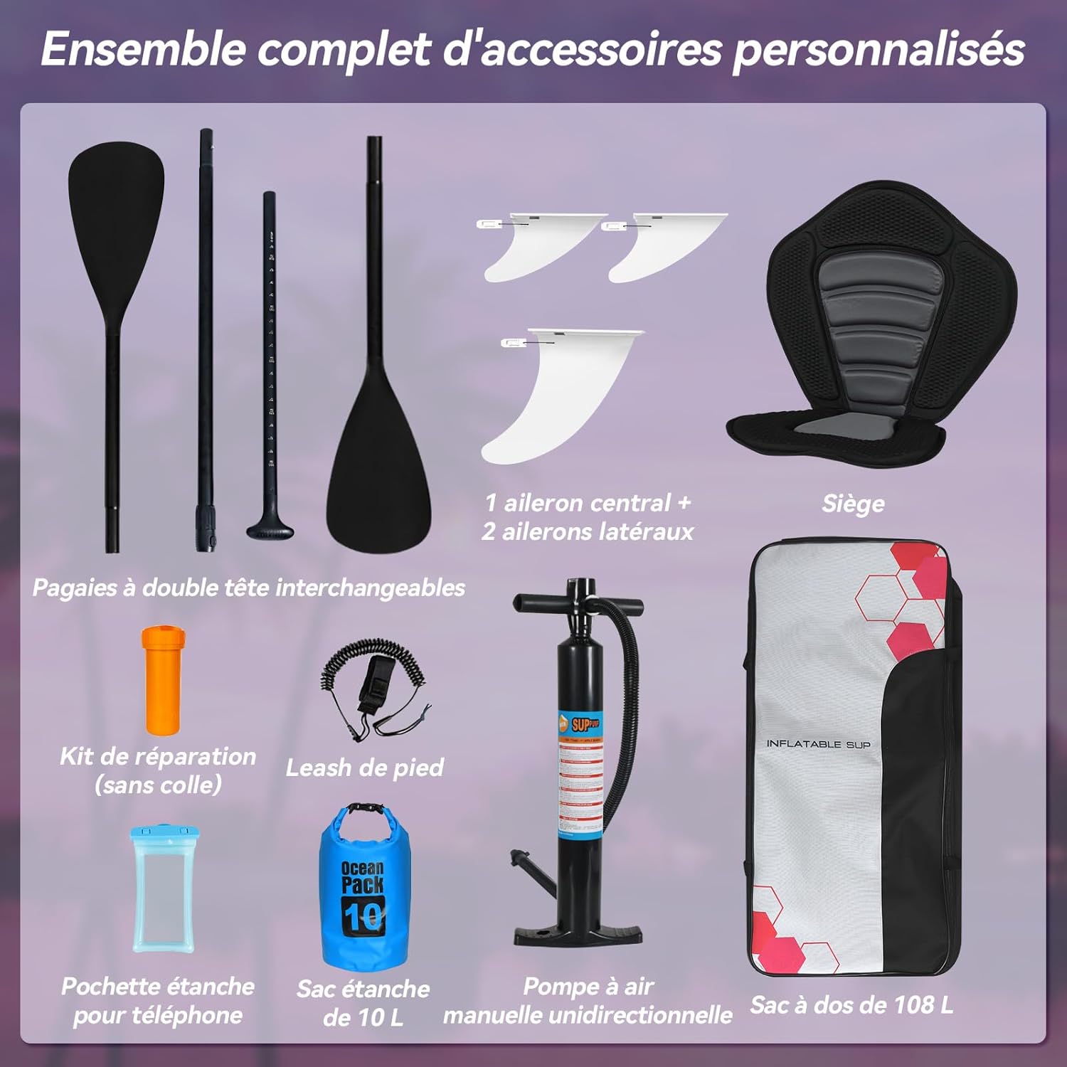 karaca-alisveris - Paddle Gonflable Série Adulte - 320/335cm - 2 personnes, siège kayak, pagaie alu, support caméra, jusqu'à 15