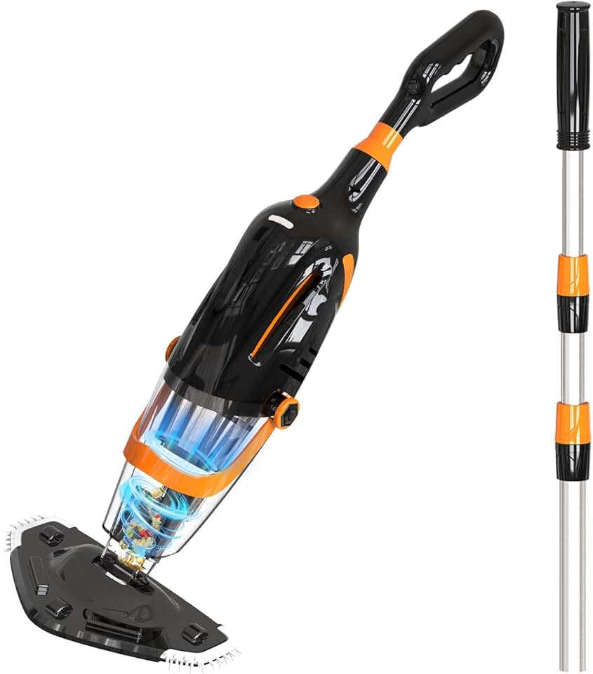 2026 Aspirateur de Piscine à Batterie Rechargeable, Aspirateur à Main sans Fil, 60 Minutes d'Autonomie Nettoyeur Électrique pour Piscine, Jacuzzi, Spa, Argenté