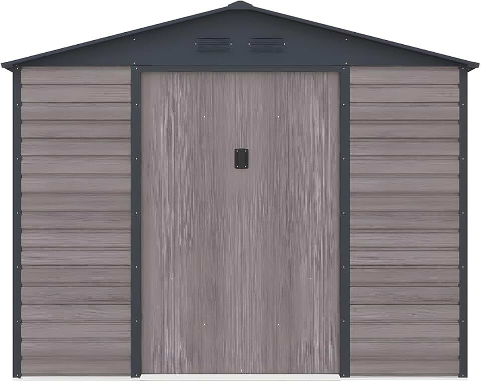 karaca-alisveris - ADELMO - abri jardin métal 5,40m² acier galva bois gris