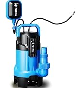 Pompe submersible pour eaux usées 900 W, 28000 l/h, taille maximale des particules perméables : 3,8 cm - Hauteur de refoulement maximale : 1 cm.