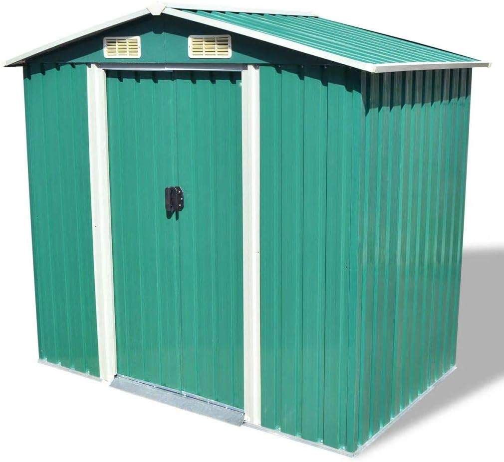 Abri de jardin, Abri d'extérieur, coffre extérieur jardin, abri de jardin, abris pour extérieur, métal 204 x 132 x 186 cm Vert