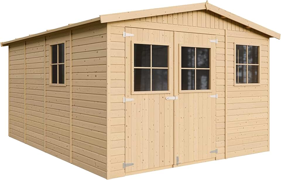 karaca-alisveris - Abri de jardin série M336 - 12m², bois naturel, fenêtres, H226x324x416cm - M336