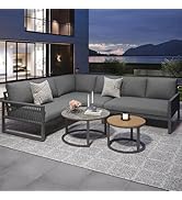 karaca-alisveris Ensemble Salon de Jardin Exterieur 6/8 Personnes, Canapé d'angle Aluminium Métallique ave...
