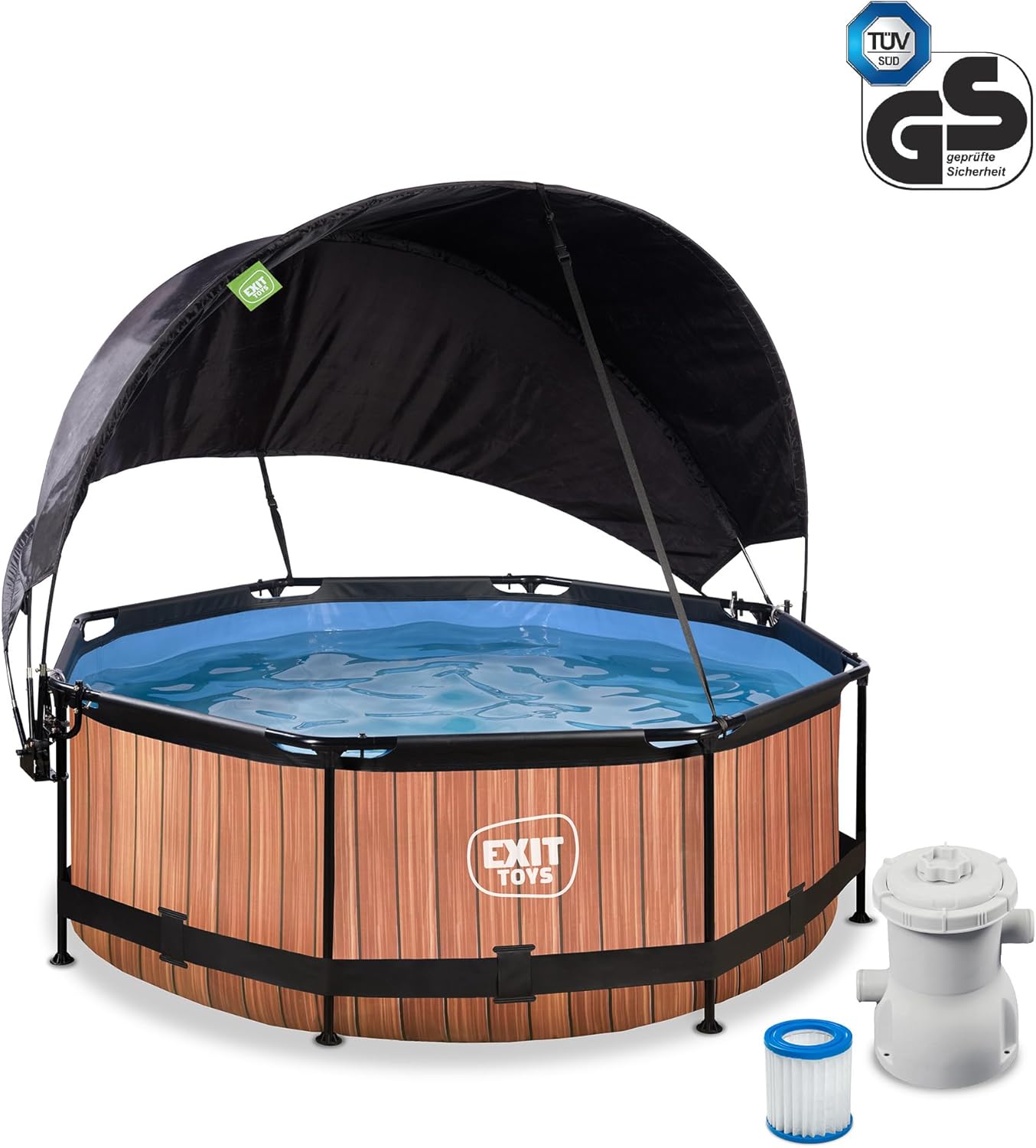 karaca-alisveris Piscine Lime avec Voile d'Ombrage - ø244x76cm - Piscine Hors Sol Ronde avec Pompe Filtrante à Cartouche - Protection Optimale Contre Les Rayons UV - Entrée Basse - Design Unique - Vert