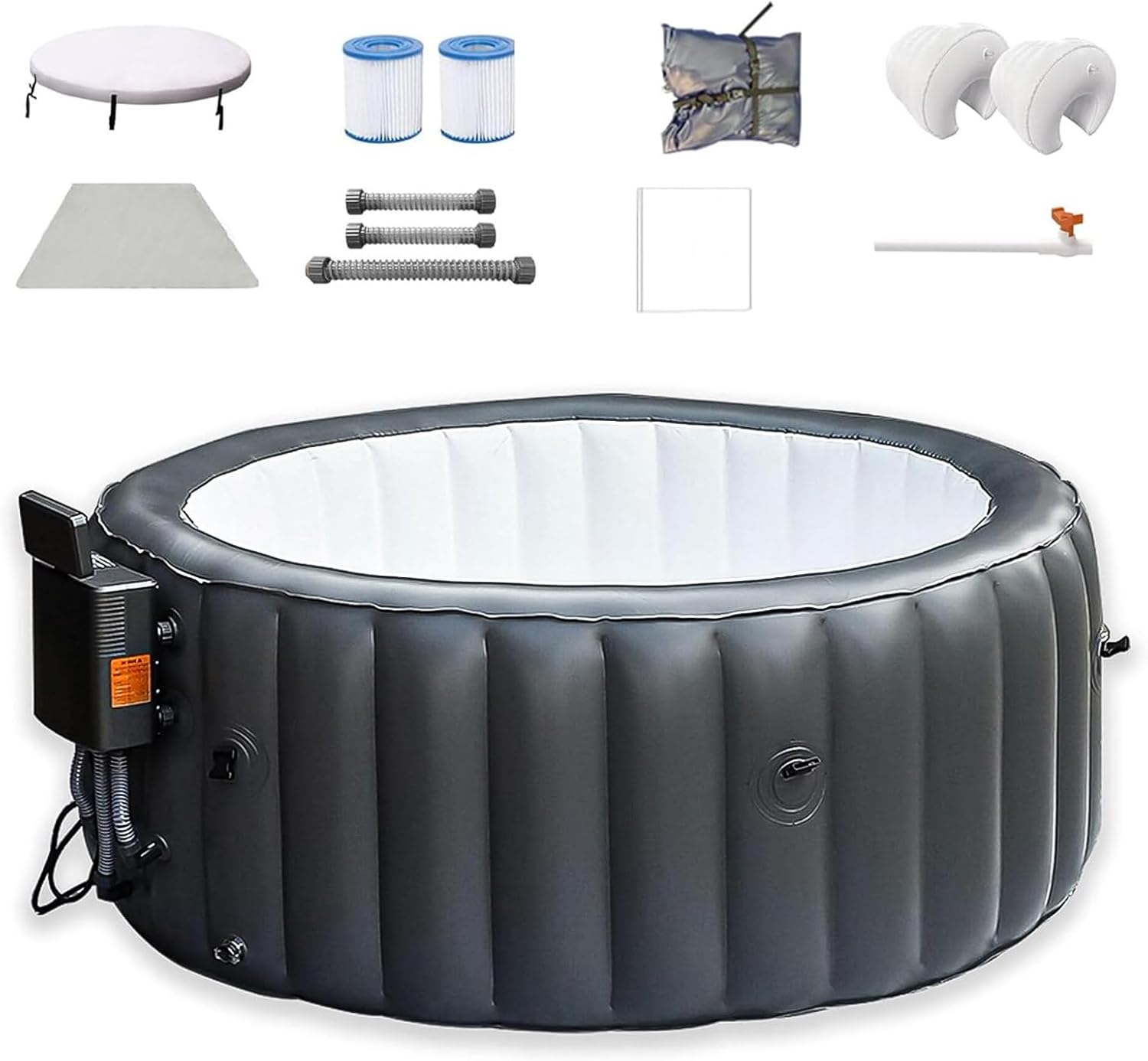 Spa Gonflable, Spa Extérieur, Spa Portable, Chauffe Jusqu'à 42°c/104°f, 150 Jets d'air, 3-4 Personnes, avec Filtration par Recirculation, pour Patio, Jardin Et Extérieur