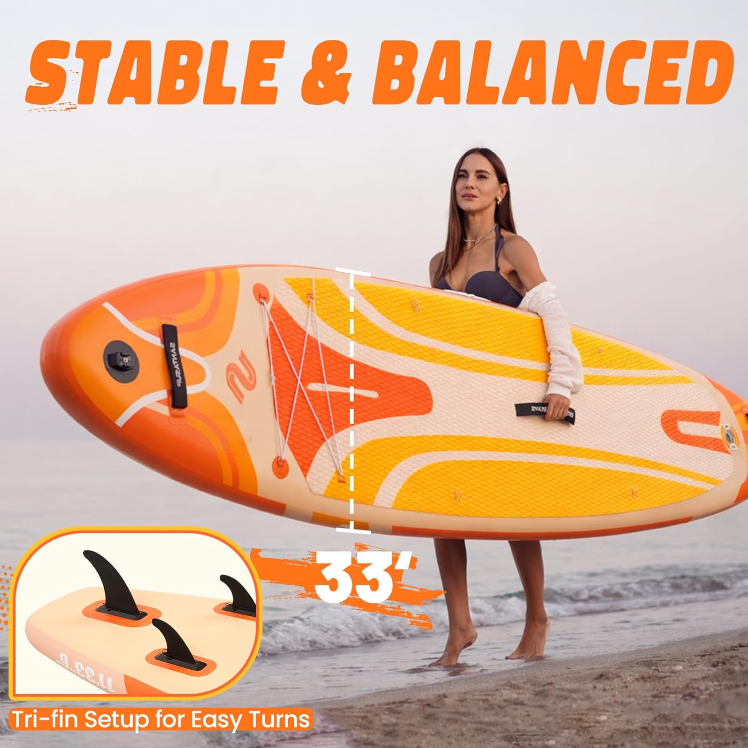 Tableau Gonflable Stand Up Paddle avec Accessoires Sup, Pont EVA antidérapant, Tableau Large 10'6