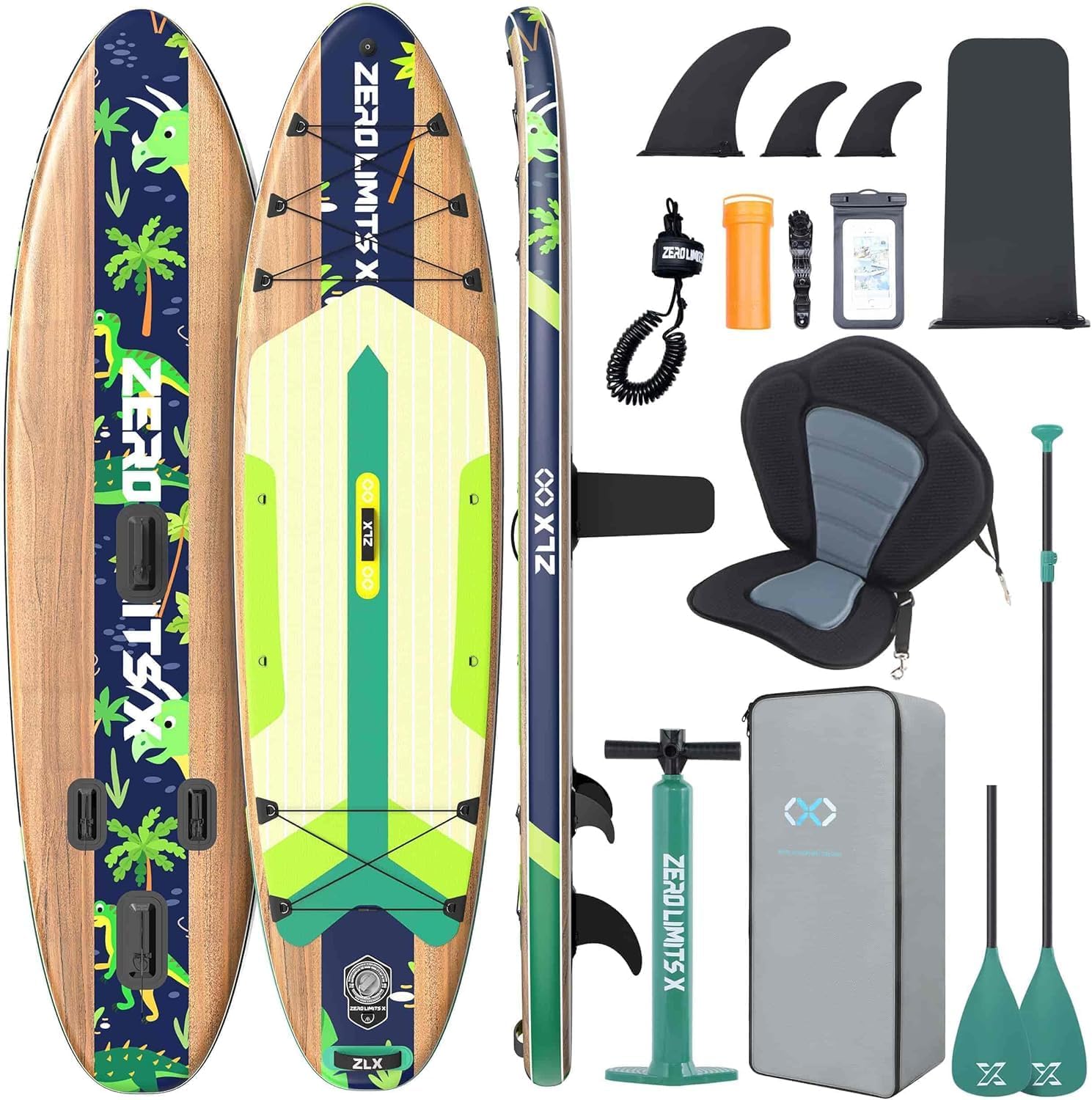 ZLX Paddle Gonflable Adulte 2 Places 320 x 84cm, Stand Up Paddle avec Siège Kayak, Planche Sup Complète avec Accessoires, pour Débutants et Tous Niveaux
