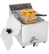 karaca-alisveris Friteuse électrique,6L commerciale friteuse avec valve de vidange acier inoxydable, Frite...