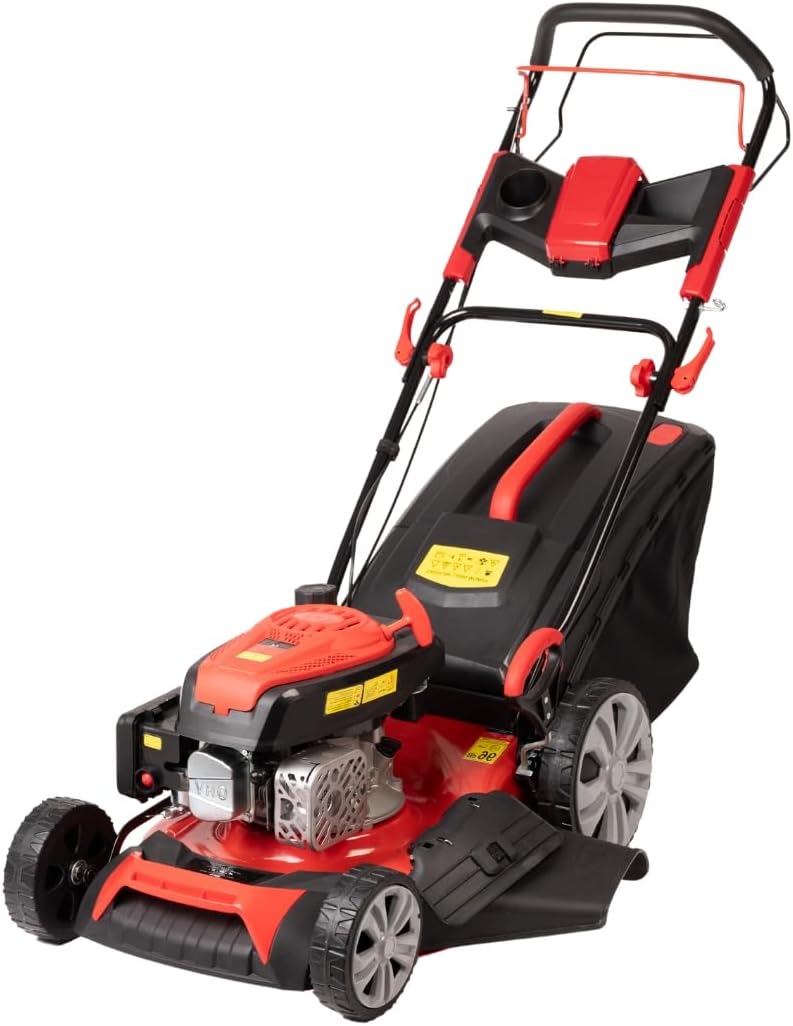 karaca-alisveris Tondeuse à gazon à explosion automotrice 4in1-4 CV, Tondeuse à gazon thermique autoportée - Moteur 170cc 4 temps avec autotraction - Largeur de coupe 51 cm - Mulching - Panier de collecte 60L