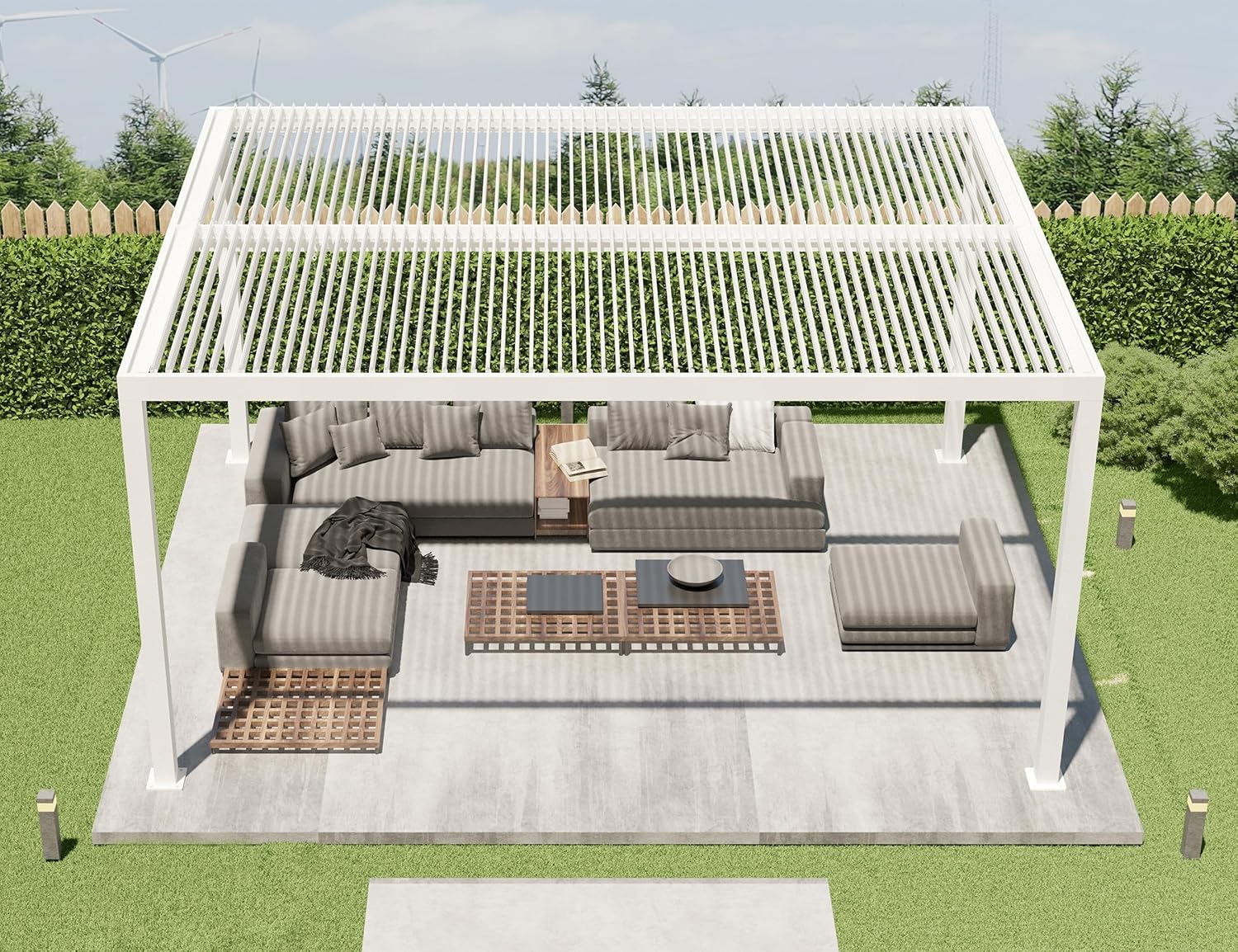 karaca-alisveris - Pergola Bioclimatique, 4,8x3,68m, aluminium, lames orientables