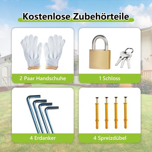 Abri en métal de 6 x 8 Pieds avec Double Portes et Serrure - Abri de Jardin imperméable avec kit de Sol pour Jardin, terrasse, Cour arrière, Environ 1,8 x 2,4 m, Gris