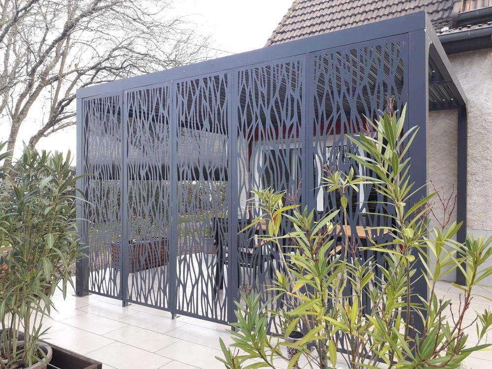 Pergola bioclimatique aluminium gris 10.80m², lames orientables PER36M30RBI