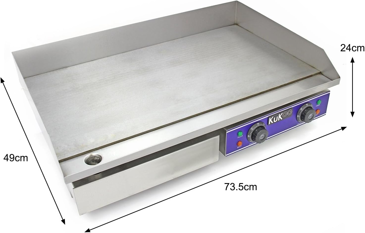 KuKoo - Plaque de cuisson professionnelle - 70cm - acier inoxydable
