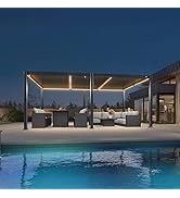 karaca-alisveris Pergola Bioclimatique en Aluminium 3,5 x 5,5 m, Tonnelle de Jardin Exterieur Imperméa...