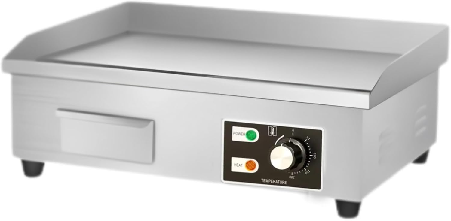 Plancha électrique - 55x35cm - inox, 3000W, bac à graisse, 50-300ºC